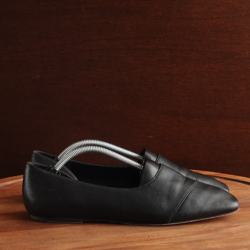 Vince Flats Womens Size 8M Black D'Orsay Leather Slip On Minimalist Casual Shoes